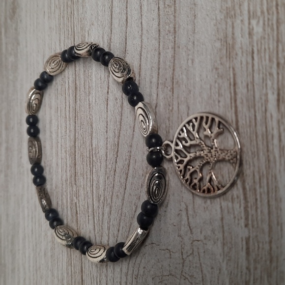 Tree of Life Charm Stretch Bracelet White Semi-Precious Natural Stone Stretch - Picture 2 of 3